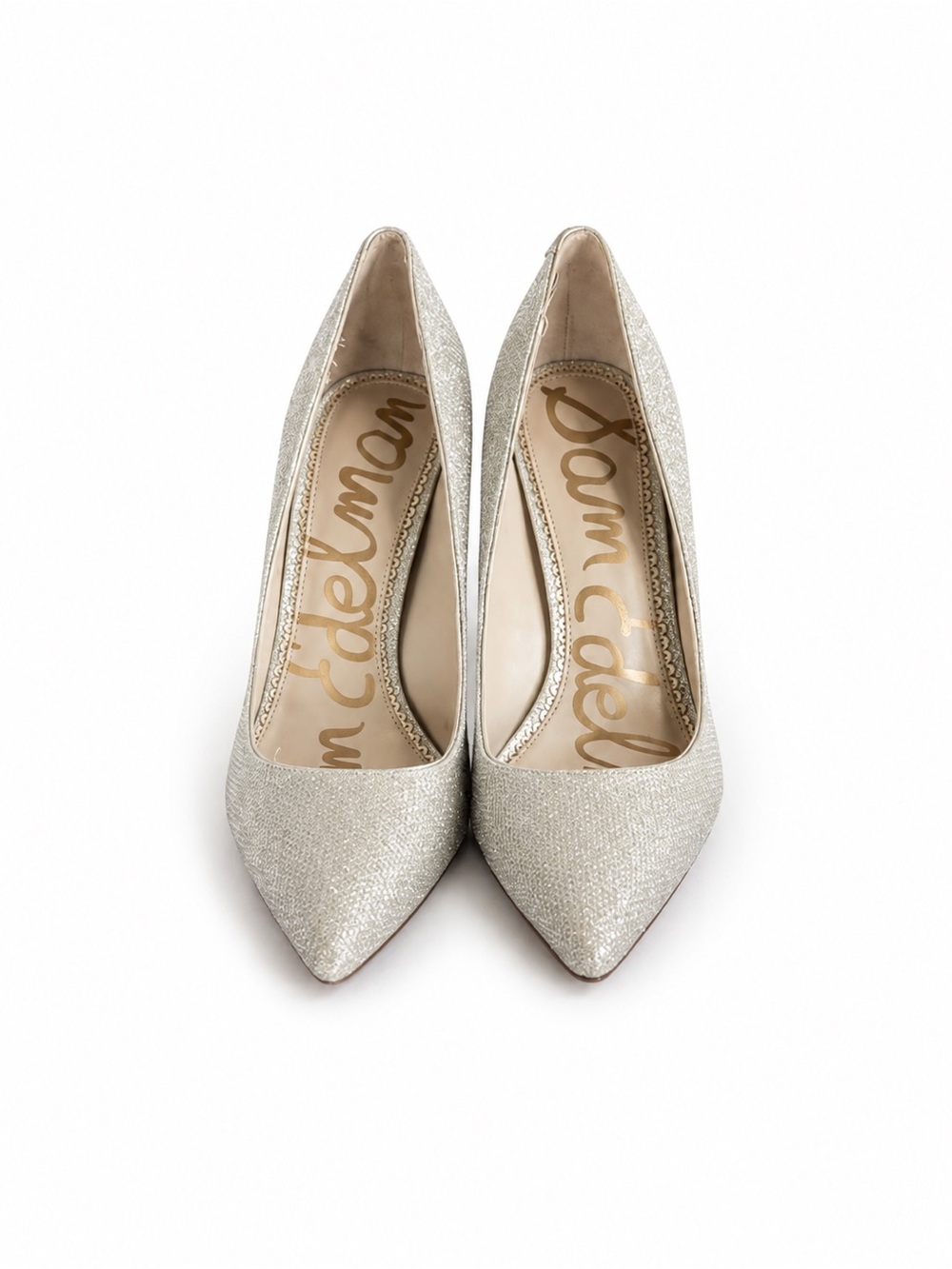 Sam Edelman Silver Champagne Pointed-Toe Pumps